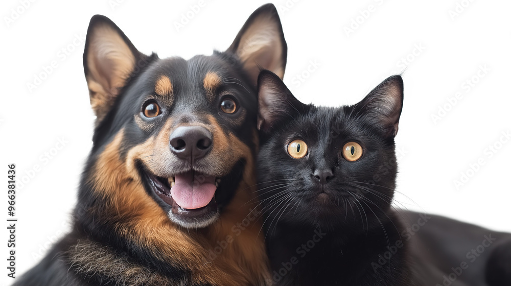 Happy dog and Shocked cat isolated on transparent background png Happy dog and Shocked cat isolated on transparent background png