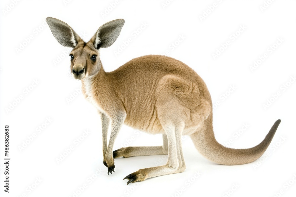 kangaroo stands upright, exuding strength with its muscular legs and large tail, capturing the essence of Australian wildlife in a minimalist setting. kangaroo stands upright, exuding strength with its muscular legs and large tail, capturing the essence of Australian wildlife in a minimalist setting.