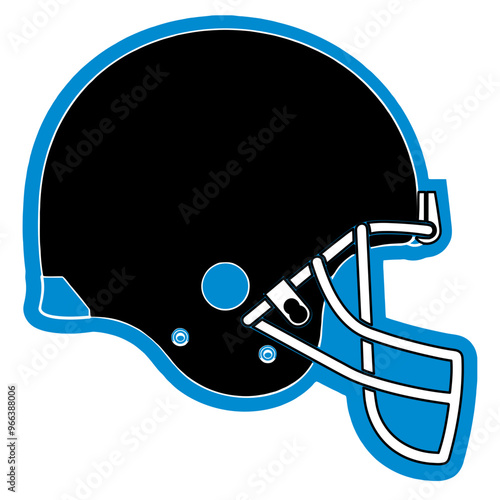 blue and black football player helmet, sport vector graphics	