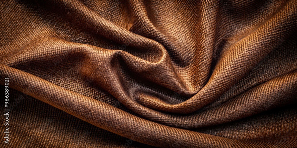 Fototapeta premium Brown Fabric Texture Close-up of a Luxurious Brown Fabric with Soft, Wrinkled Texture, Fabric, Texture, Brown