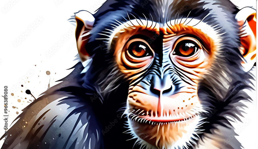 watercolor illustration monkey isolated white background creative wildlife art combines abstract brushstrokes touch realism watercolor illustration monkey isolated white background creative wildlife art combines abstract brushstrokes touch realism