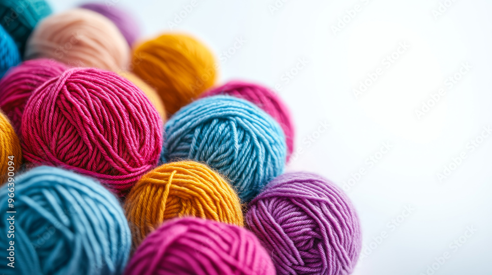 Soft yarn balls, ready for knitting, against a white background. Soft yarn balls, ready for knitting, against a white background.