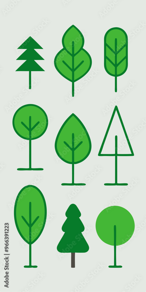 A set of nine simple and minimalist tree icons, perfect for adding a touch of nature to your designs. These versatile icons can be used in websites, apps, illustrations, and more. A set of nine simple and minimalist tree icons, perfect for adding a touch of nature to your designs. These versatile icons can be used in websites, apps, illustrations, and more.