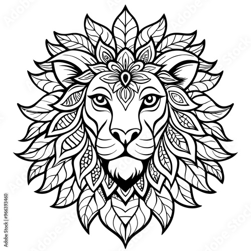 lion mandala coloring book page