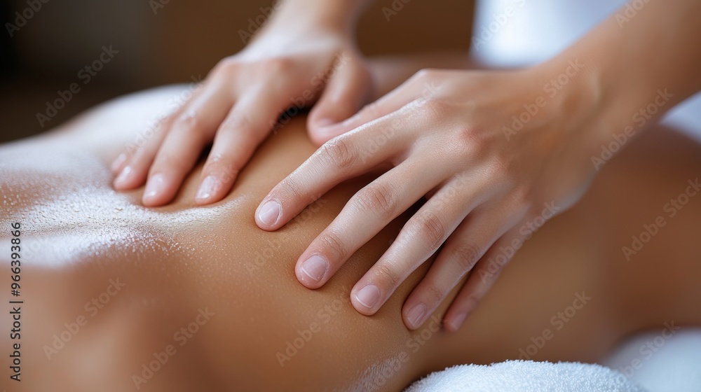 Naklejka premium A woman getting a back massage in the spa, AI