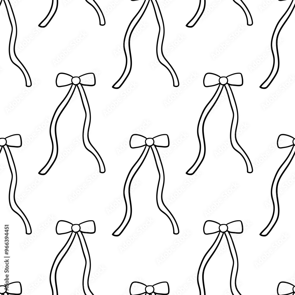 Seamless pattern with line art bows. Vector outline background with ...