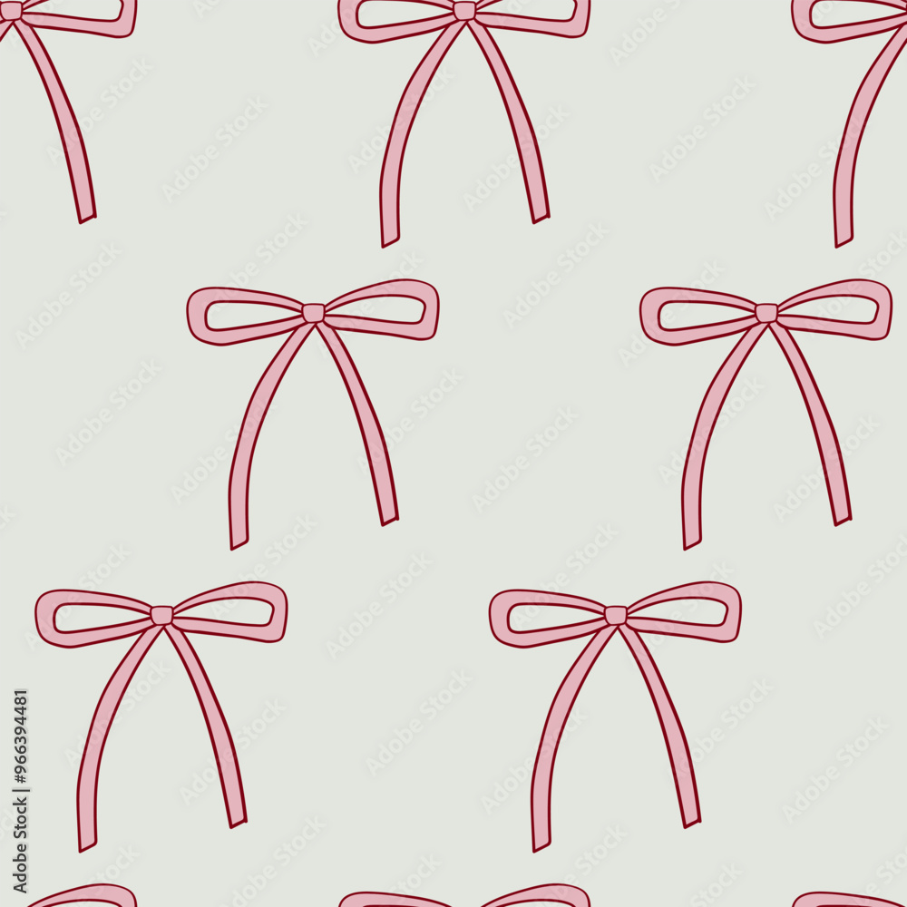 Seamless pattern with line art bows. Vector outline background with ribbons in retro style. Coquette and ballet core Seamless pattern with line art bows. Vector outline background with ribbons in retro style. Coquette and ballet core