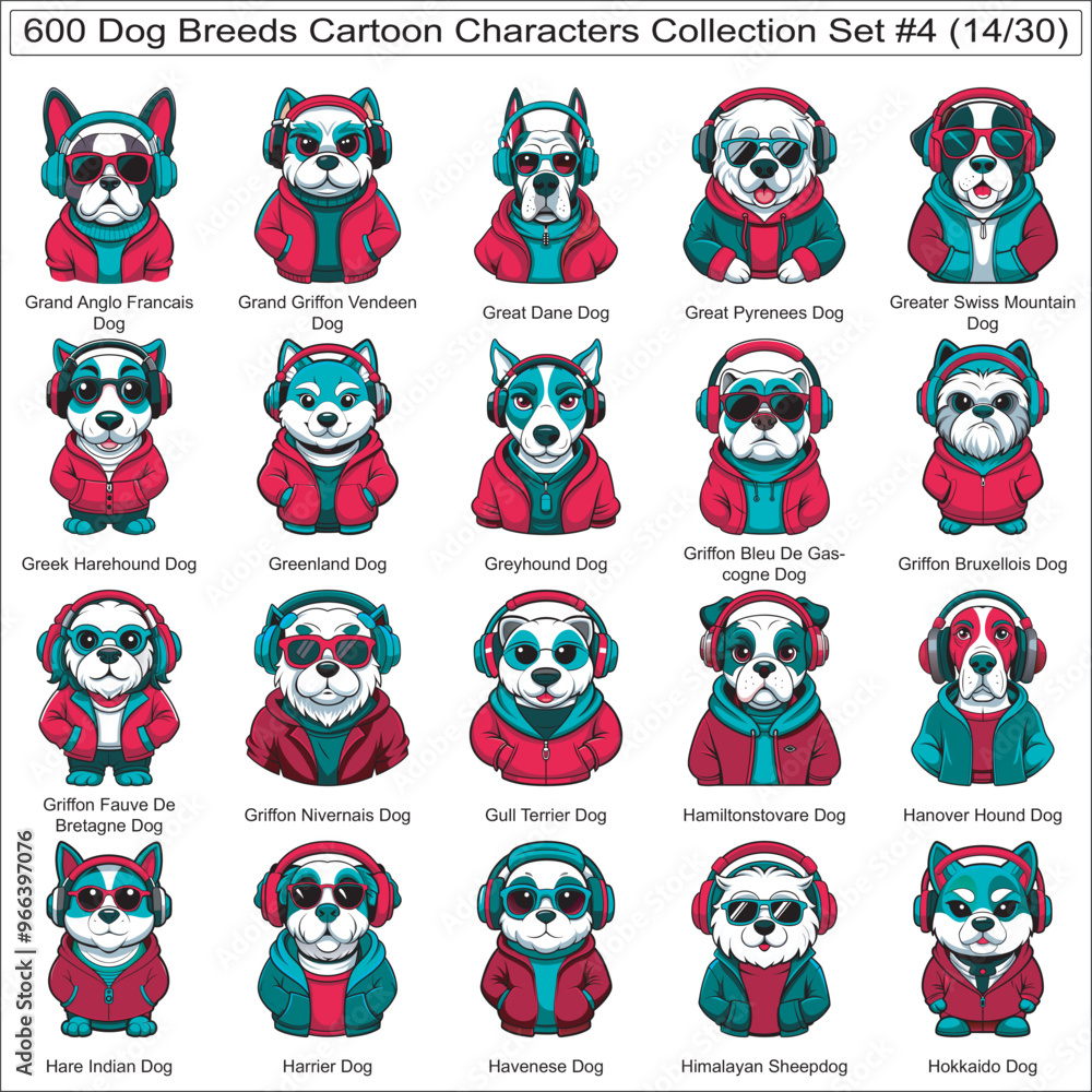 Dog Breeds Cartoon Characters Collection Set of 600 Dog Faces Isolated Part 14 Dog Breeds Cartoon Characters Collection Set of 600 Dog Faces Isolated Part 14