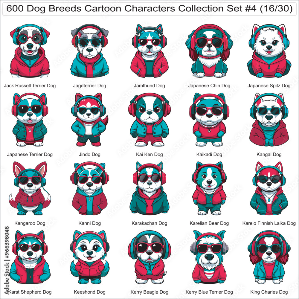 Dog Breeds Cartoon Characters Collection Set of 600 Dog Faces Isolated Part 16 Dog Breeds Cartoon Characters Collection Set of 600 Dog Faces Isolated Part 16