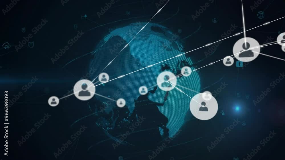 Animation of network of connections over globe Animation of network of connections over globe