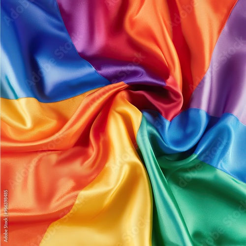 Vibrant rainbow pride flags waving at a parade, symbolizing love and diversity. AI generated image