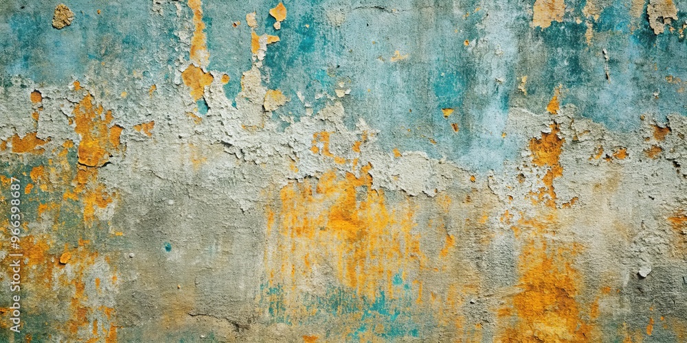 Peeling Paint on Weathered Wall, Blue, Orange, Abstract Texture, Concrete, Decay, Wall Peeling Paint on Weathered Wall, Blue, Orange, Abstract Texture, Concrete, Decay, Wall