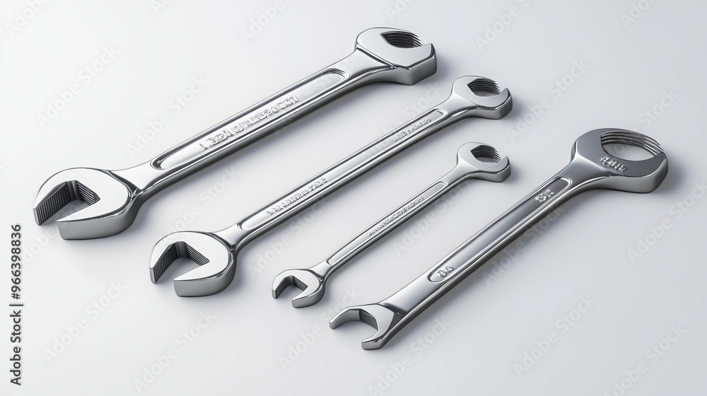 Masterful toolkit for mechanics and plumbers, depicted realistically in 3D. This vector illustration showcases a wrench, adjustable wrench, and screwdriver Masterful toolkit for mechanics and plumbers, depicted realistically in 3D. This vector illustration showcases a wrench, adjustable wrench, and screwdriver