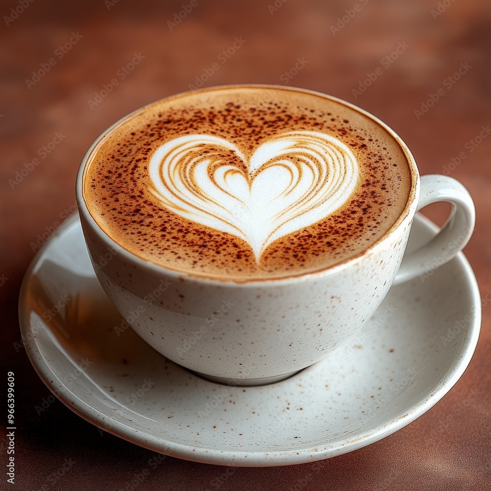 Close-Up of Coffee Cup with Heart-Shaped Latte Art