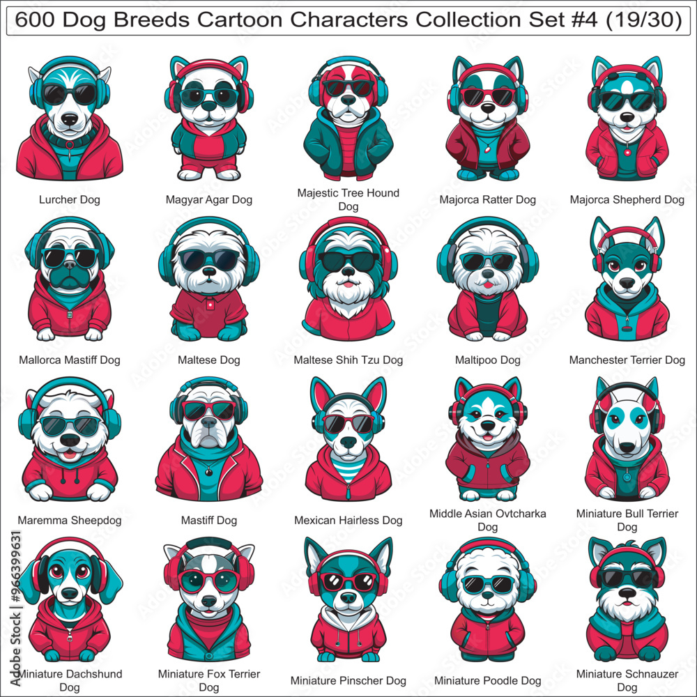 Dog Breeds Cartoon Characters Collection Set of 600 Dog Faces Isolated Part 19 Dog Breeds Cartoon Characters Collection Set of 600 Dog Faces Isolated Part 19