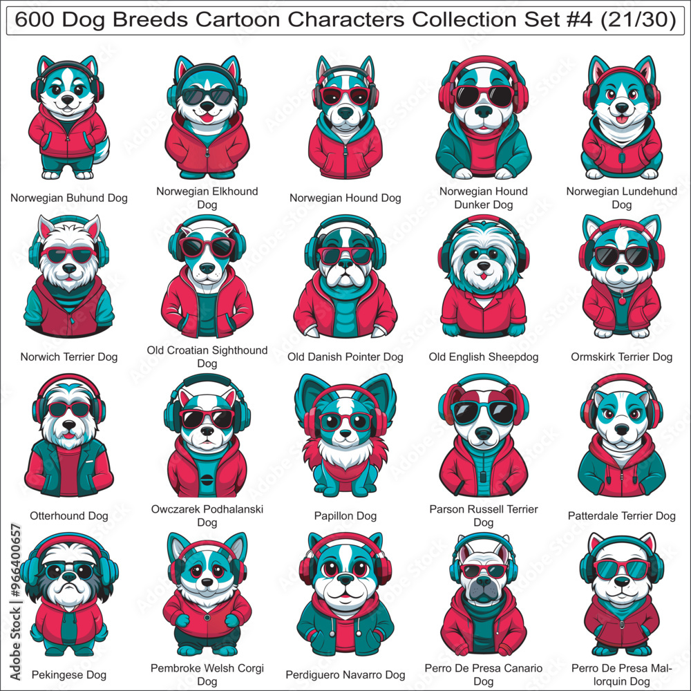 Dog Breeds Cartoon Characters Collection Set of 600 Dog Faces Isolated Part 21 Dog Breeds Cartoon Characters Collection Set of 600 Dog Faces Isolated Part 21