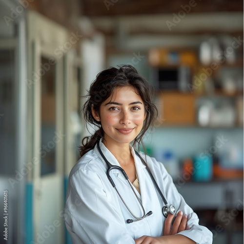 doctor with white coat and stethoscope, is in the consultation