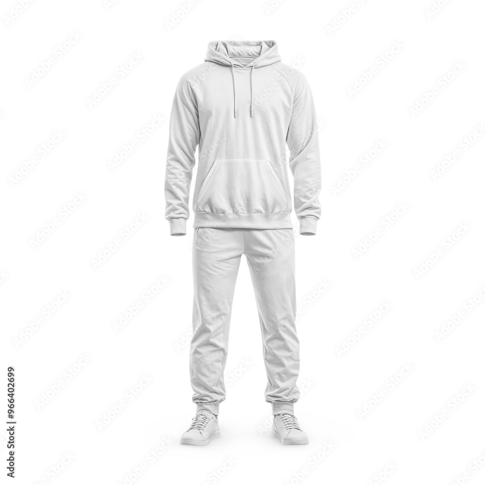 An image of a White Men's Sport Suit isolated on a white background An image of a White Men's Sport Suit isolated on a white background