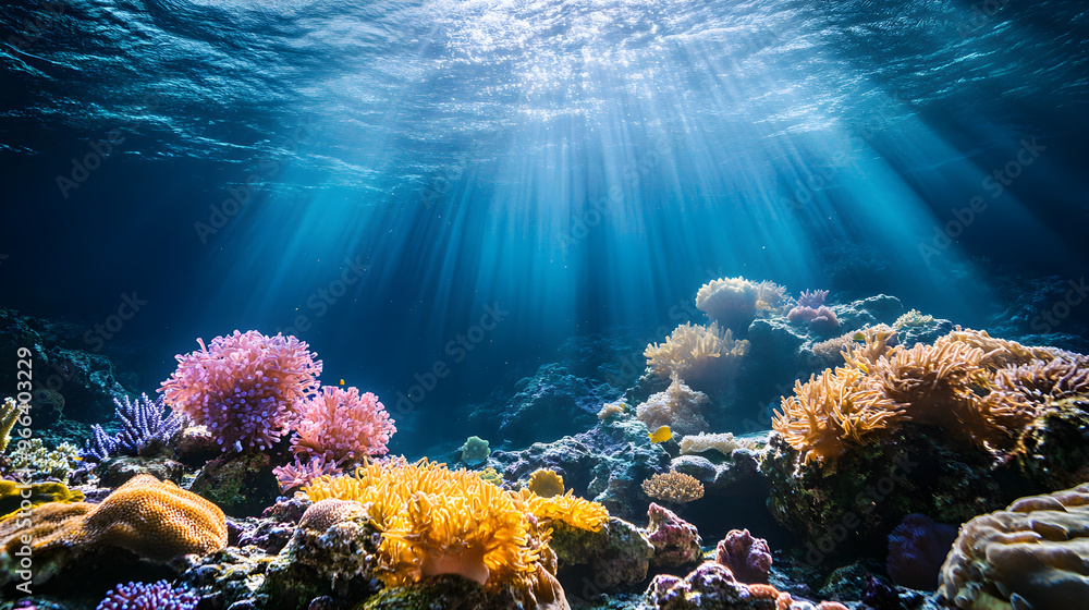 Naklejka premium Captivating vision of vibrant coral reef in aquarium