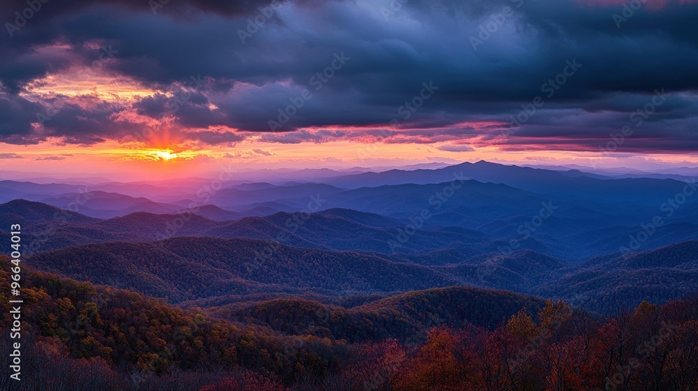 Fototapeta premium Sunset over the Smoky Mountains