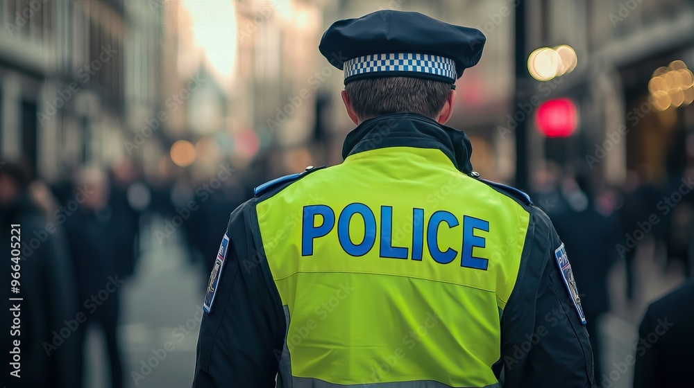 custom made wallpaper toronto digitalPolice officers in bright yellow jackets monitoring a crowd. AI generated image