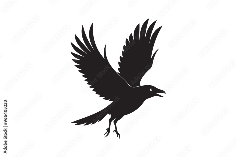 Crow silhouette vector illustration, Crow silhouette vector illustration,