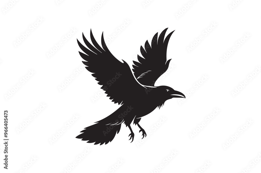 Crow silhouette vector illustration, Crow silhouette vector illustration,