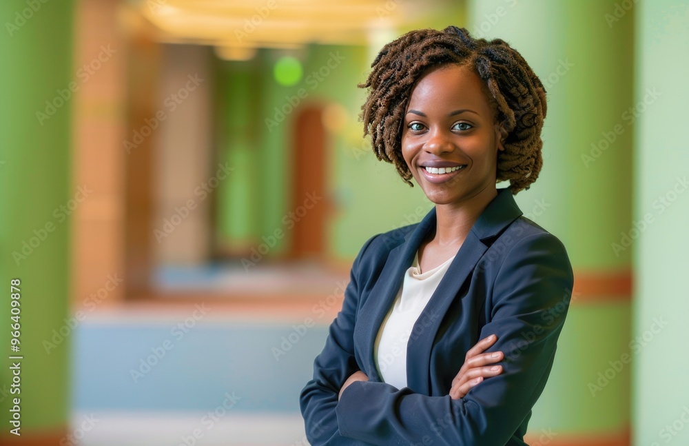 Portrait photo of a smiling African American business woman in formal ...