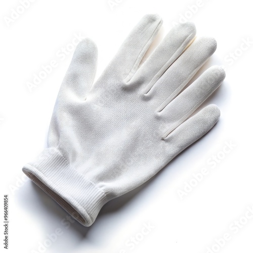 White glove displayed on a standard scale against a plain background for measurement. Generative AI