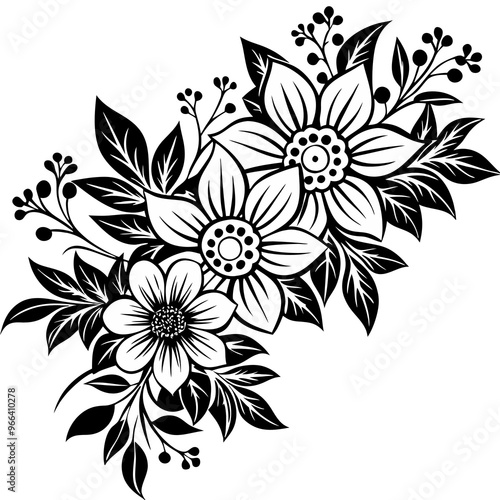 black and white floral background