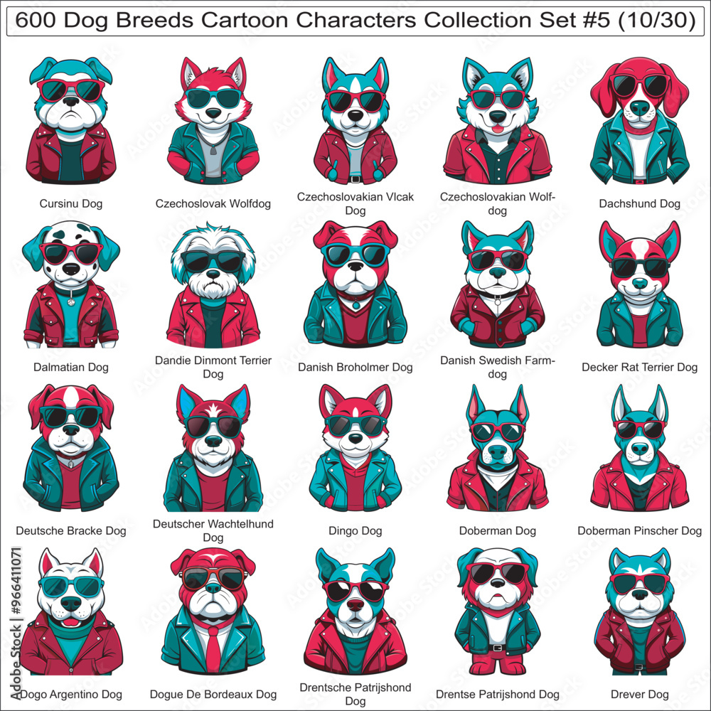 Dog Breeds Cartoon Characters Collection Set of 600 Dog Faces Isolated Part 10 Dog Breeds Cartoon Characters Collection Set of 600 Dog Faces Isolated Part 10