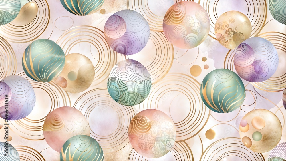 Pastel Spheres and Circular Lines, Soft Abstract Seamless Background Pastel Spheres and Circular Lines, Soft Abstract Seamless Background