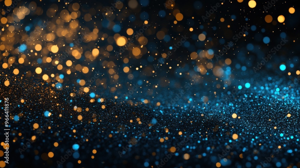 Scattered gradient cyan to bronze particles against a dark backdrop create a rich, metallic celebratory background Scattered gradient cyan to bronze particles against a dark backdrop create a rich, metallic celebratory background