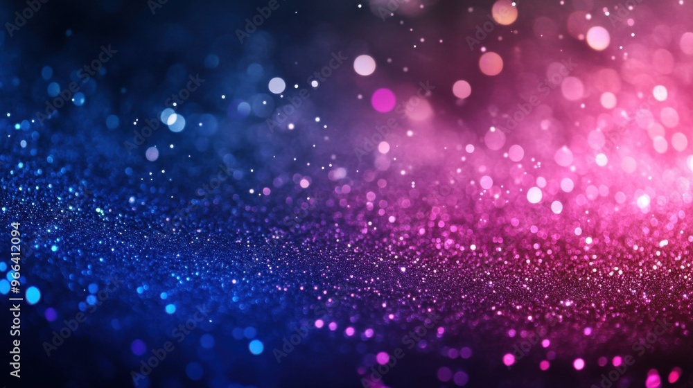 Scattered gradient fuchsia to royal blue particles against a dark backdrop create a striking, festive celebratory background Scattered gradient fuchsia to royal blue particles against a dark backdrop create a striking, festive celebratory background