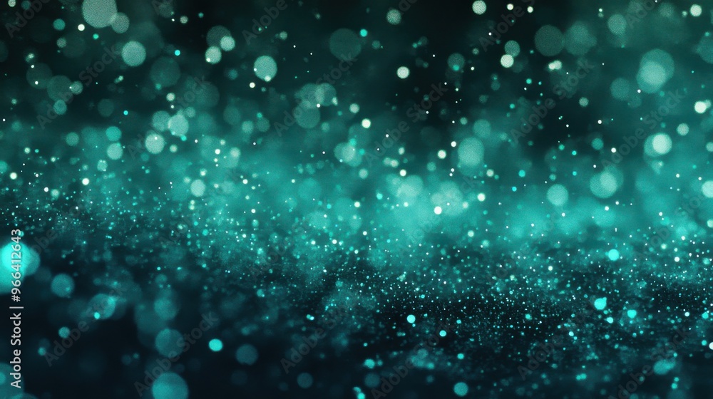 Scattered gradient jade green to deep teal particles against a dark backdrop create a fresh, oceanic celebratory background Scattered gradient jade green to deep teal particles against a dark backdrop create a fresh, oceanic celebratory background