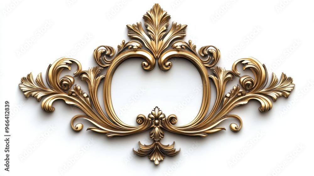 Golden Ornamental Frame with Floral Motifs Golden Ornamental Frame with Floral Motifs