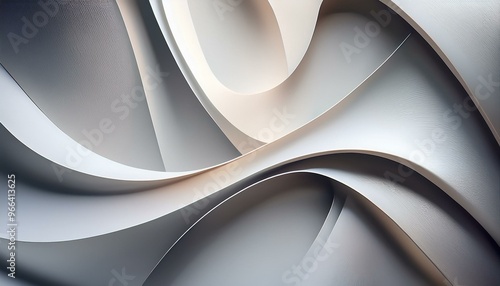 Abstrakcyjne trójwymiarowe białe tło z zaokrąglonymi falującymi kształtami  © Monika
