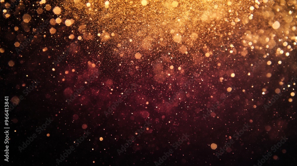 Obraz premium Scattered gradient ochre to deep maroon particles against a dark backdrop create a dramatic, rustic design element