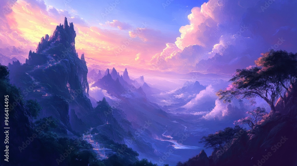 Obraz premium Purple Mountain Landscape