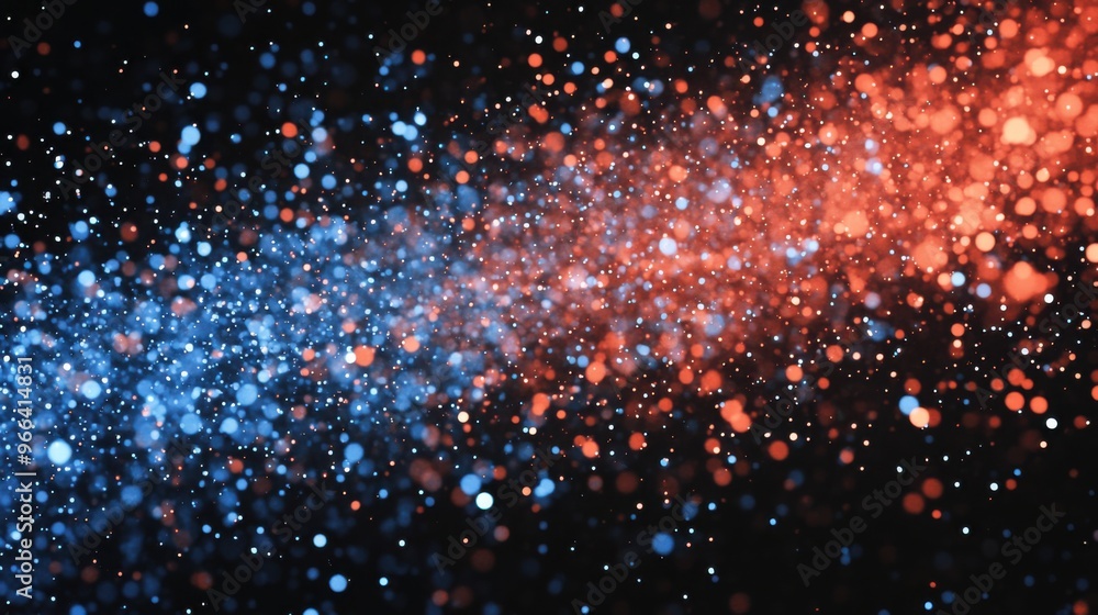 Scattered gradient sky blue to coral particles against a dark backdrop create a fresh, tropical celebratory background Scattered gradient sky blue to coral particles against a dark backdrop create a fresh, tropical celebratory background