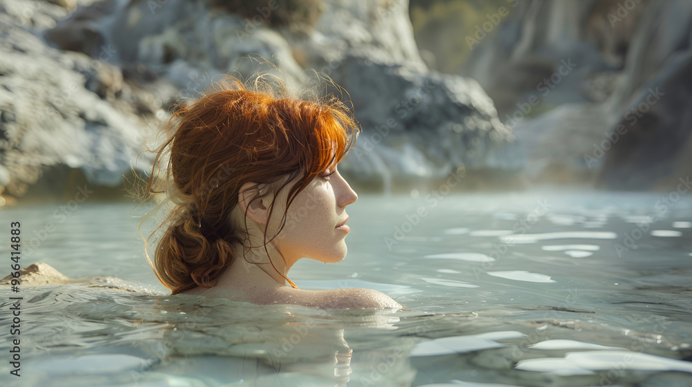 Fototapeta premium Red Haired Woman The Hot Springs Sty