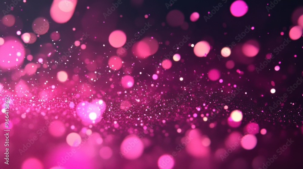 Scattered vibrant pink particles against a dark backdrop create a lively, festive design element Scattered vibrant pink particles against a dark backdrop create a lively, festive design element