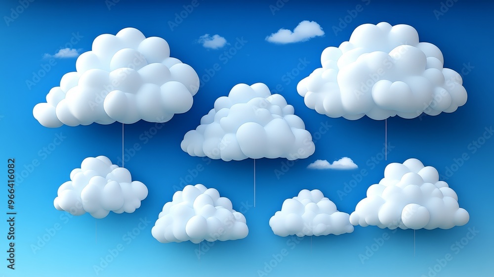 A beautiful collection of fluffy white clouds against a clear blue sky, perfect for conveying serenity and tranquility. A beautiful collection of fluffy white clouds against a clear blue sky, perfect for conveying serenity and tranquility.