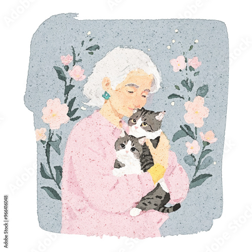 Touch Care Woman Love Companion Painting Tender Realistic Beautiful Touching Animal Small Bond Moment Glimpse Nature Lifetime Companionship Tranquility  Heartwarmer Tearjerker Work Elderly Watercolor