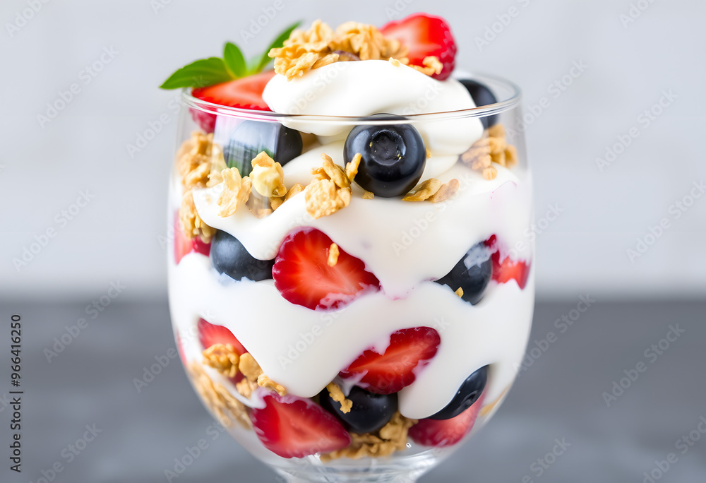 Berry parfait with fruits in a glass Berry parfait with fruits in a glass