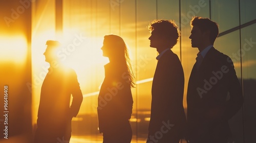 3 Young Business people in silhouette