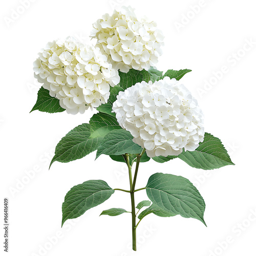 Wallpaper Mural A cluster of elegant white hydrangea flowers against a Transperant background., showcasing their lush petals and rich green leaves. Torontodigital.ca