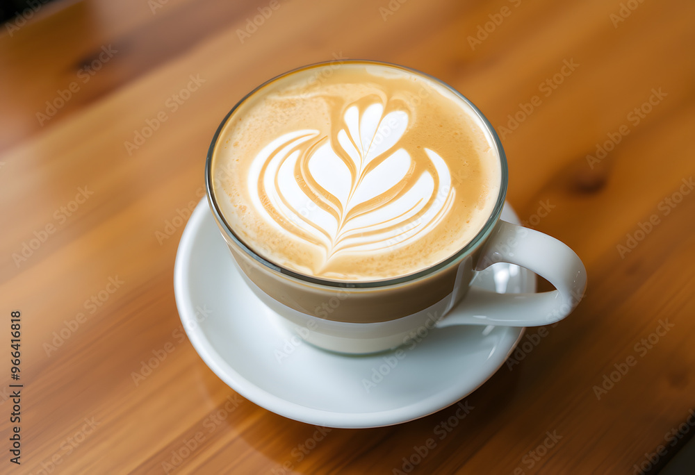 Almond milk latte art, coffee in a cup Almond milk latte art, coffee in a cup