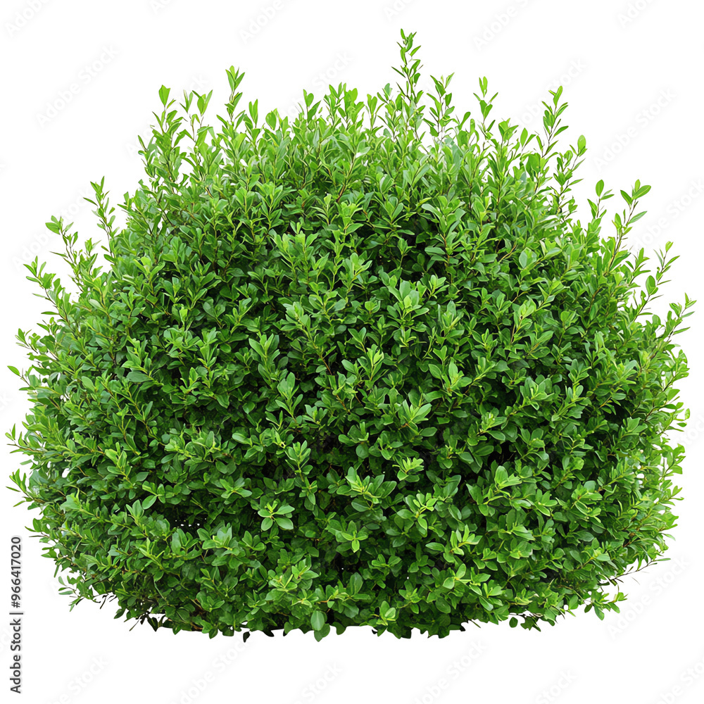 Obraz premium A lush, green bush showcases dense foliage, providing a vibrant, natural element perfect for landscaping or decorative purposes.