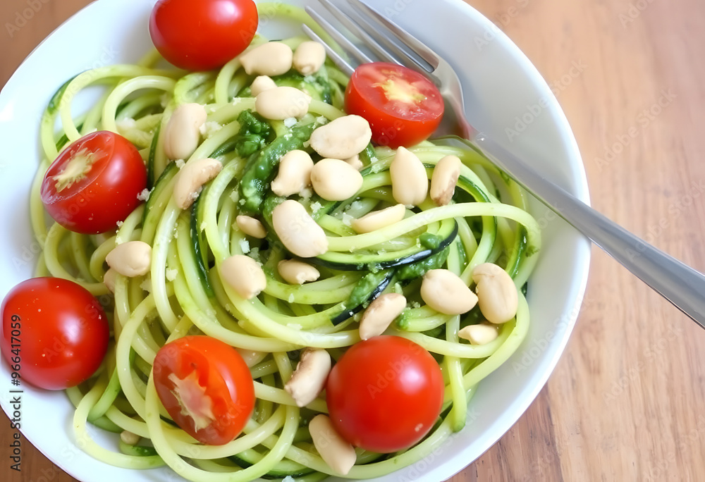 Zucchini noodles/pasta with pesto Zucchini noodles/pasta with pesto